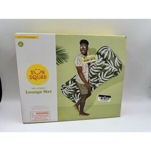 Sun Squad Green And White Inflatable Lounge Mat 71.25"x32.5"x11.75" NIB